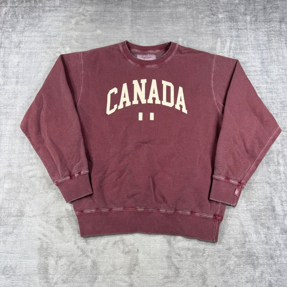 Province of Canada Sweatshirt Mens Large Burgundy Spellout Crewneck Collegiate